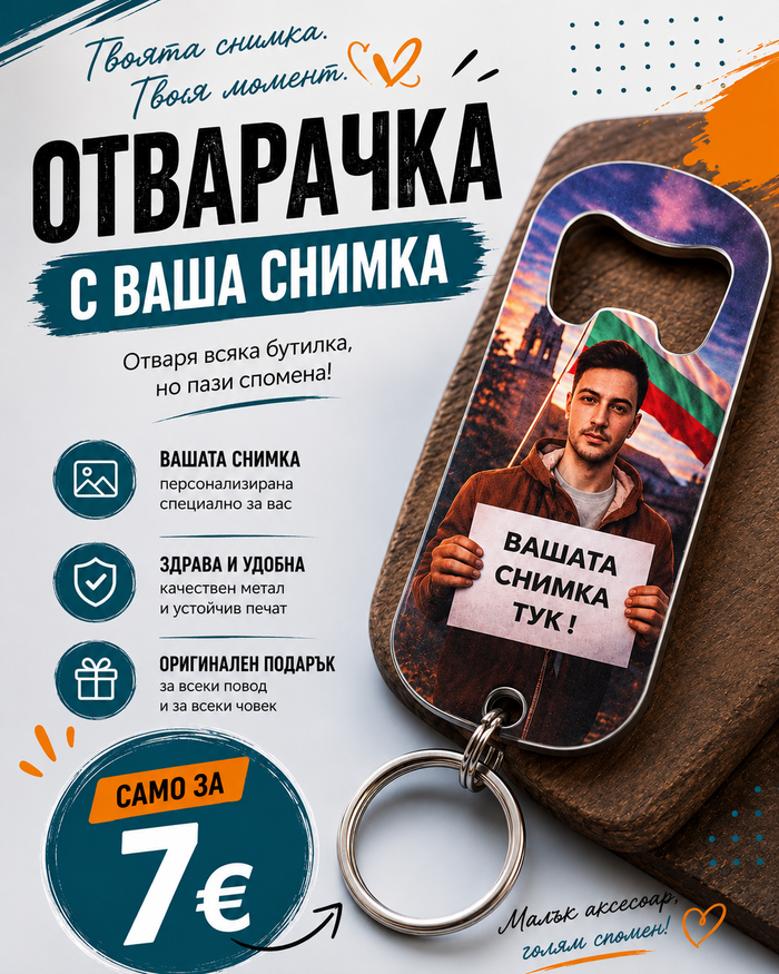 Отварачка ключодържател с ваша снимка