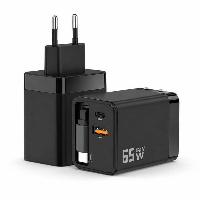 65W GaN USB-C зарядно с 3 порта