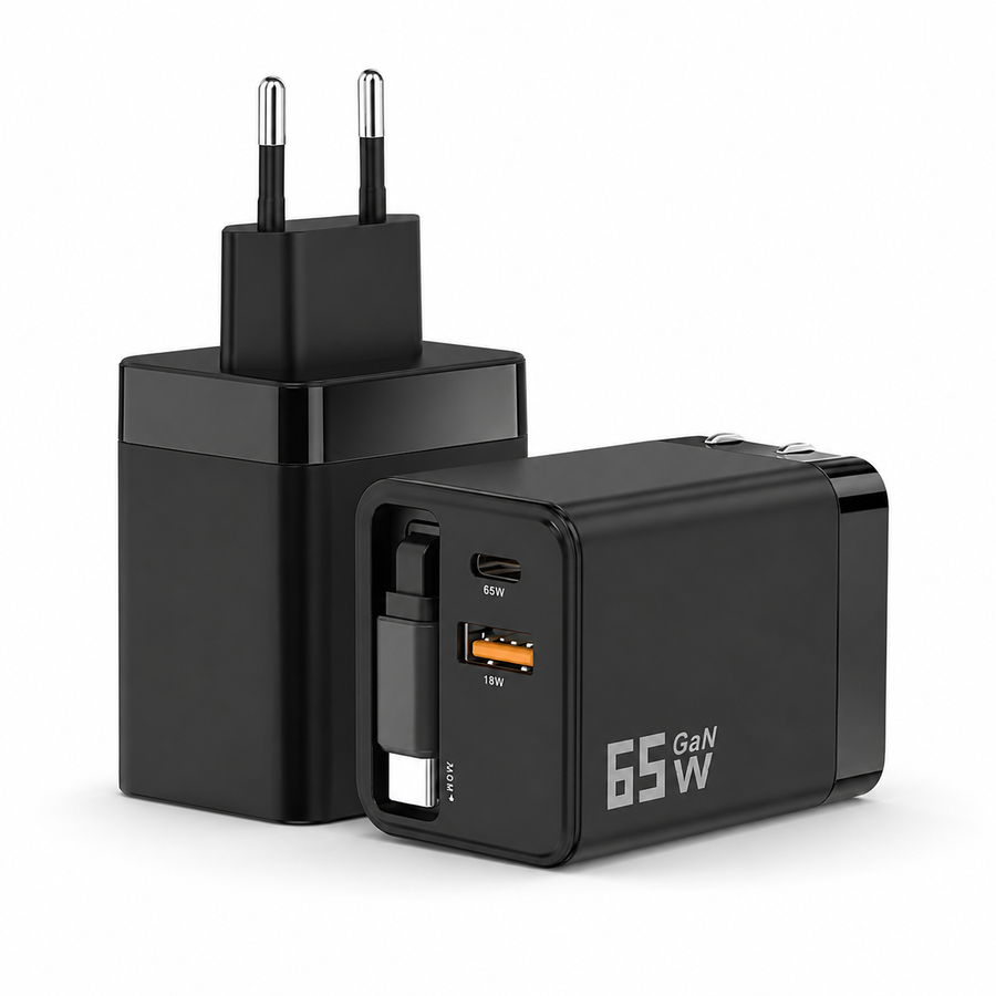 65W GaN USB-C зарядно с 3 порта